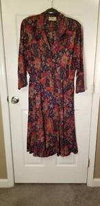 Abito da segretaria vintage Willie of California taglia 12/14 paisley floreale, - Foto 1 di 7