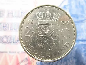 Netherlands 2-1/2 Gulden 1969 World Money Coin bh7k - Picture 1 of 2