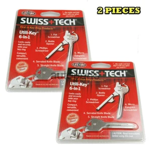 New 2PC Swiss Tech 6 In 1 Utili-Key Tool Keyring Keychain Screwdrive Pocket 17 - Picture 1 of 7
