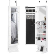 Beautify White LED Wall Mounted Armoire With Mirror, Shelf & Internal Storage