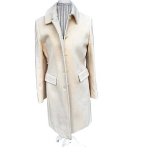 Kennth Cole Reaction Long Cream Button Up Trench Womens 12 - Picture 1 of 8