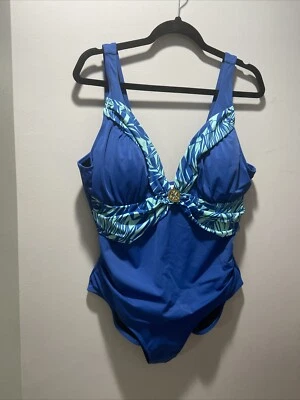 Купальник Jaclyn Smith размер 20 цельный купальник рюш тропический пляж бассейн - Изображение 1 из 4