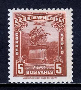 VENEZUELA — SCOTT C162 — 1944 5b STATUA BOLIVAR POSTA AEREA — MH — SCV $20 - Foto 1 di 2