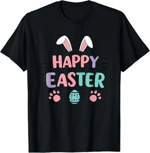 Funny Easter Bunny Happy Easter Cute Bunny Rabbit T-Shirt - Picture 1 of 4