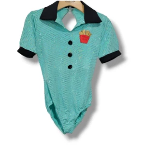 A wish come true girls blue retro style sparkle French fries Bodysuit - large - Picture 1 of 8