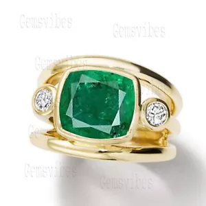 Kolumbianisch Smaragd Ring für Damen Sterlingsilber Lab-Created Edelstein Ring - Bild 1 von 5