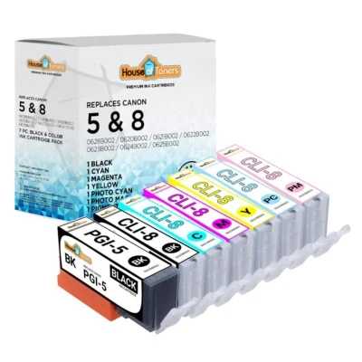 7PK PGI-5 CLI-8 PC PM Ink Cartridges Set for Canon PIXMA MP950 MP960 MP970 - Image 1 of 4