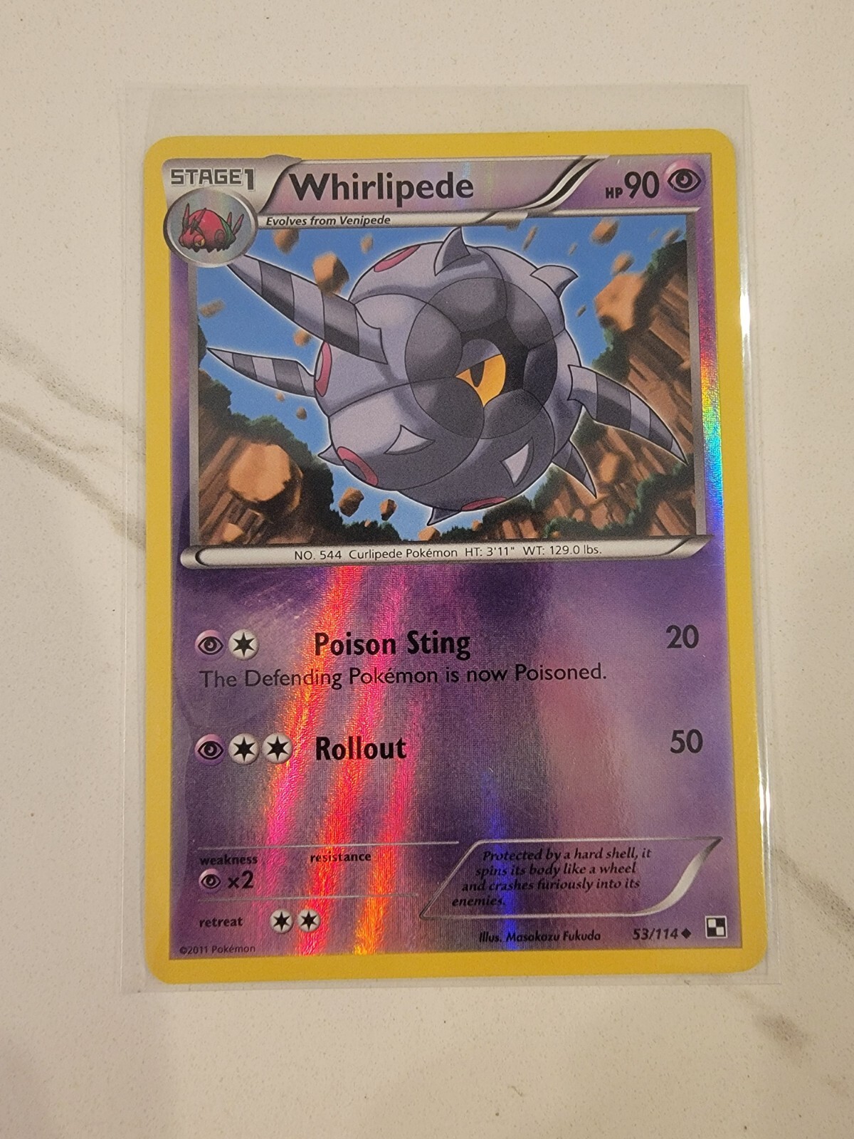 Whirlipede 53/114 NM Black & White Reverse Holo Pokemon Tcg Card - NM!