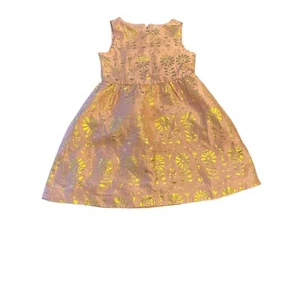 Crewcuts Girl's Floral Pink & Gold Dress Size 7 - Picture 1 of 6