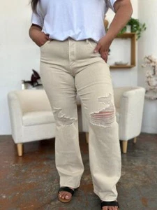 Judy Blue Full Size High Waist Distressed Wide Leg Jeans - Bild 1 von 8