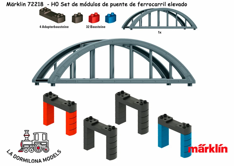 VT72218- Märklin  H0 72218 Set de módulos de puente de ferrocarril elevado - NUE - Immagine 1 di 1
