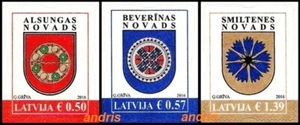 Lettland 2016 (02) Wappen - Bezirke Alsunga, Beverina, Smiltene - Bild 1 von 1