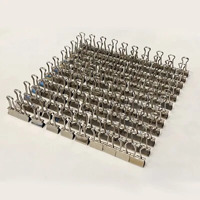 Clips de carpeta pequeños, plateados, ancho horizontal 3/4 pulgadas, abrazadera de papel de metal pequeña Foto 1 de 4