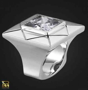 Extravaganter großer Damenring mit Zirkonia Carré in 925/000 Sterlingsilber! - Bild 1 von 3