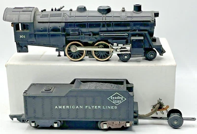 Gilbert American Flyer S Gauge #301 Atlantic Locomotive & Tender - Runs Well - Image 1 of 4