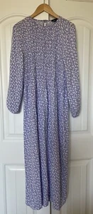 Women Floral Unlined Lightweight Spring/Summer Crew Neck Dress Sz12 Light Purple - Picture 1 of 6