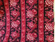 Antique French Floral Stripe Fabric Cotton Upholstery 19th c.  By the Yard