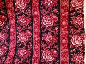 Antique French Floral Stripe Fabric Cotton Upholstery 19th c. By the Yard - Picture 1 of 9