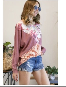 Medium Weight, Long Sleeve Shirt, Paisley Tie Dye Pattern - Picture 1 of 9