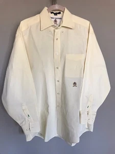 Tommy Hilfiger Men Dress Shirt Sz 16 1/2 L/S Button Down. Yellow 100% Cotton - Picture 1 of 7