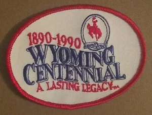 Wyoming Centennial 1890-1990 A Lasting Legacy Red Trim Sew-on Embroidered Patch - Picture 1 of 7