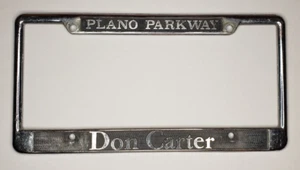 Rare PLANO PARKWAY Don Carter Chrome Metal License Plate Frame. - Picture 1 of 3
