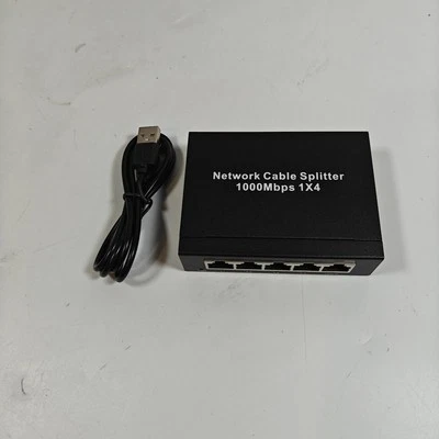 Rj45 Ethernet Splitter High Speed 1 To 4 Out 1000mbps Internet Switch For Cat 5 - Image 1 of 4