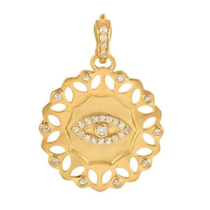 Colgante de oro amarillo de 14k hecho a mano con diamantes joyas de regalo - Imagen 1 de 6