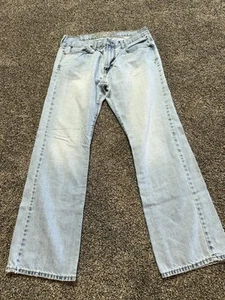 Jeans uomo American Eagle taglia 33 blu denim 33X32 bootcut lavaggio chiaro DIFETTI - Foto 1 di 10