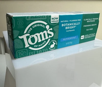 Toms of Maine Botanically BRIGHT PEPPERMINT Fluoride Free Toothpaste 4oz 01/2026 - Image 1 of 2