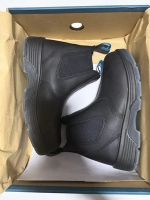 NIB 7 REG REDBACK BLUE TONGUE STATION SOFT TOE SLIP ON BOOTS BTST BLACK - Image 1 of 4