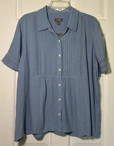 Neu mit Etikett Style & Co Bluse blau XL kurzärmelig Oversize Biesen - Bild 1 von 7
