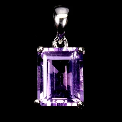 Colgante de plata de ley 925 octágono amatista 10x8 mm piedras preciosas naturales joyería Foto 1 de 4