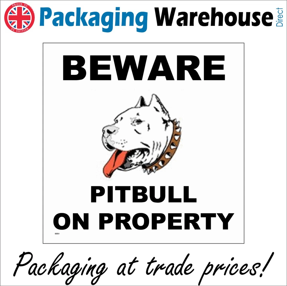 SE031 BEWARE PITBULL ON PROPERTY SIGN FIERCE HARD GUARD PROTECT CHASE BARK BITE - Image 1 of 1