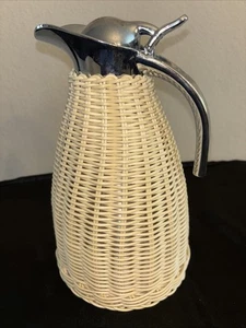 Rattan Thermokanne Beige Doppelwandig Vakuum Isolierkanne 1,5L - Bild 1 von 4