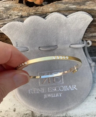 Rene Escobar " Aria" 18k Gold, Diamond, Sterling SIlver Bangle - Image 1 of 4