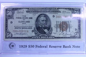 1929 50 $ Fifty Dollar Federal Reserve Bank of Cleveland Ohio National Note - Bild 1 von 2