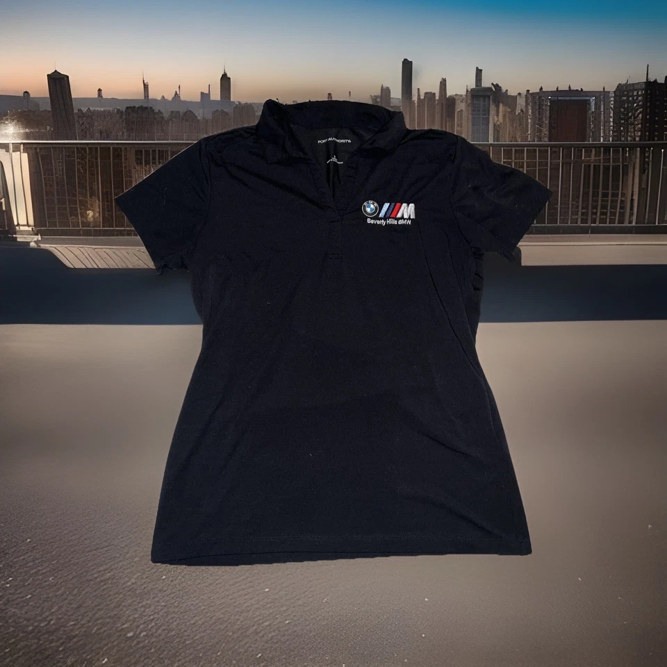 Camisa polo Beverly Hills BMW AMG para mujer pequeña negra autoridad portuaria automática vintage Foto 1 de 4