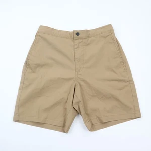 Old Navy 7" Shorts Mens Medium Chino Tech Stretch Flat Front Elastic Waist Brown - Picture 1 of 10