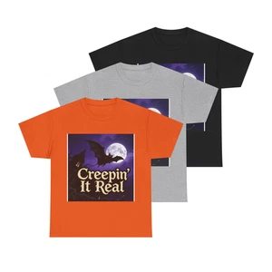 Creepin' It Real Halloween Tee Funny Unisex Graphic Shirt Spooky Fall Top - Picture 1 of 36