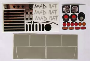 Dekorbogen 1:10 MAD RAT Hummer Aufkleber Kühlergriff Lichter Deko Chrom Carson - Bild 1 von 3