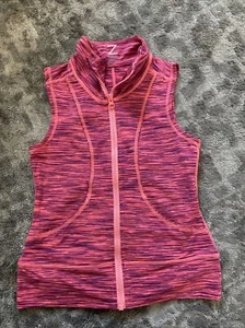 Z By Zella Girl Stripe Hot Pink Full Zip Athletic Sleeveless Vest M 8-10 - Picture 1 of 6