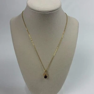 Gold Ruby Rhinestone Necklace 18” Faux jewels Gold tone New NWOT - Picture 1 of 11