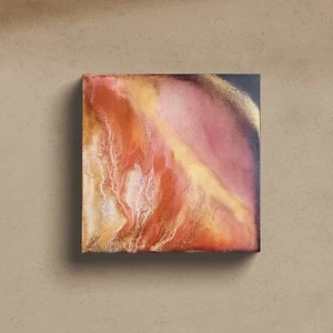Amber Autumn – Acryl mit warmen Metallictönen, 30 x 30 cm Leinwand/Keilrahmen - Bild 1 von 7