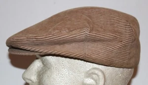 Vintage Men's L Brown Corduroy Short Brim Newsboy Cabbie Hat Snap Up - Picture 1 of 4