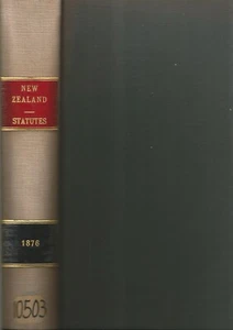 STATUTES OF NEW ZEALAND, WELLINGTON 1878, FOLIO LAW BOOK - Picture 1 of 2