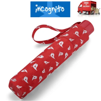 FULTON Incognito Cute Birds Red Minilite Folding Umbrella Compact Size Matching Cover