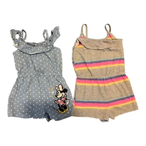 Girls Bundle Summer Playwear Disney Minnie Jumping Beans Rompers Lot Of 2 Size 6 - Picture 1 of 5