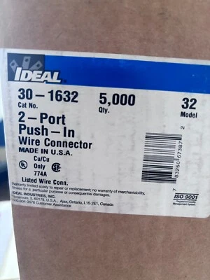 IDEAL 30-1632 Push In Connector, 2 Port, Red, Box with 5000 - Image 1 of 4