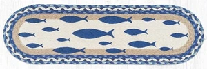 Braided Jute Stenciled Stair Tread Rug. FISH. Earth Rugs. 27" x 8.25" - Picture 1 of 1